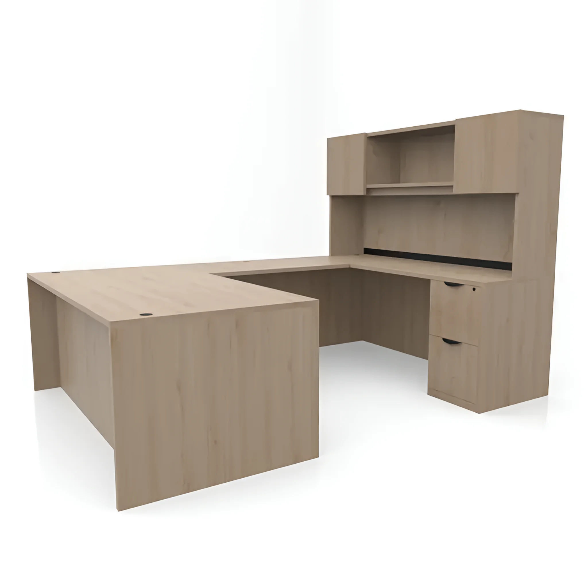 U-Desk 72in W x 102in D with Hutch and 2 and 3 Drawer Pedestals by PBD Furniture