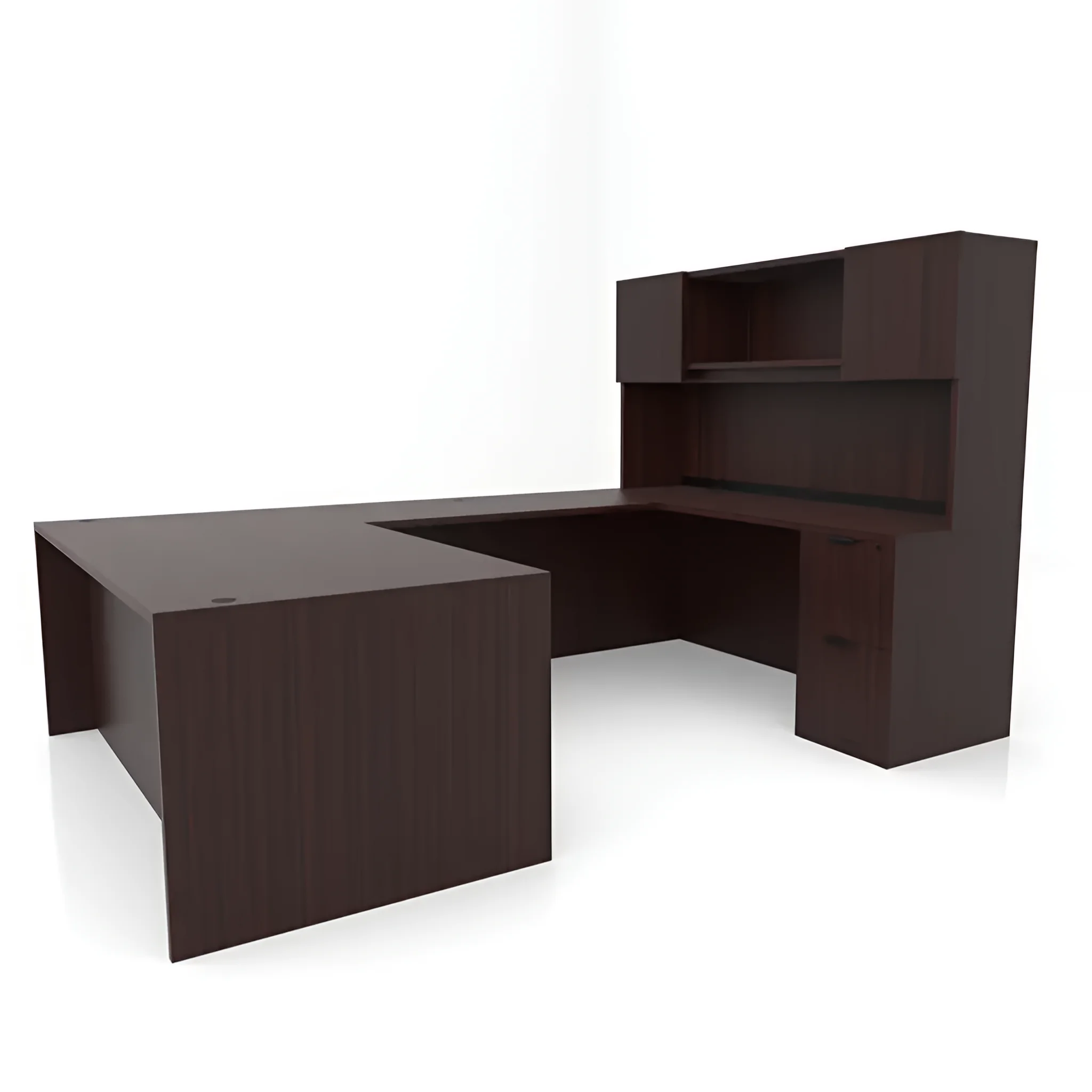 U-Desk 72in W x 107in D with Hutch and 2 and 3 Drawer Pedestals by PBD Furniture