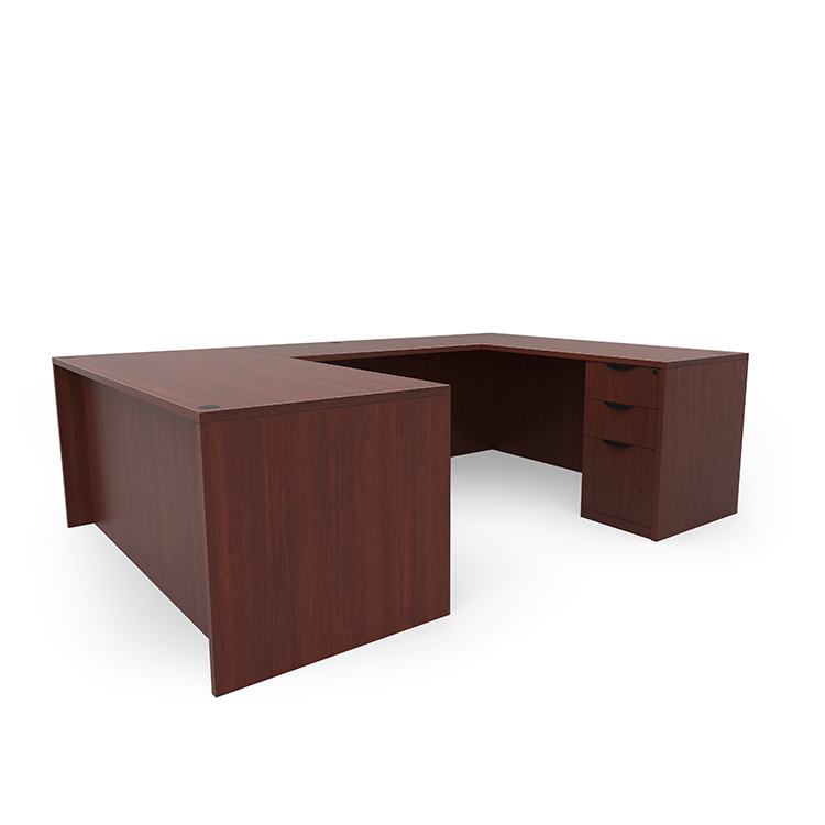 72in x 102in Double Pedestal U-Desk (72inx36in Desk, 42inx24in Bridge) by Office Source