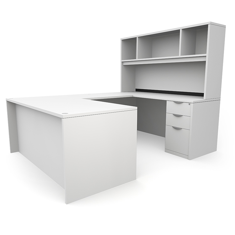 72in x 89in Double Pedestal U-Desk with Open Hutch by PBD Furniture