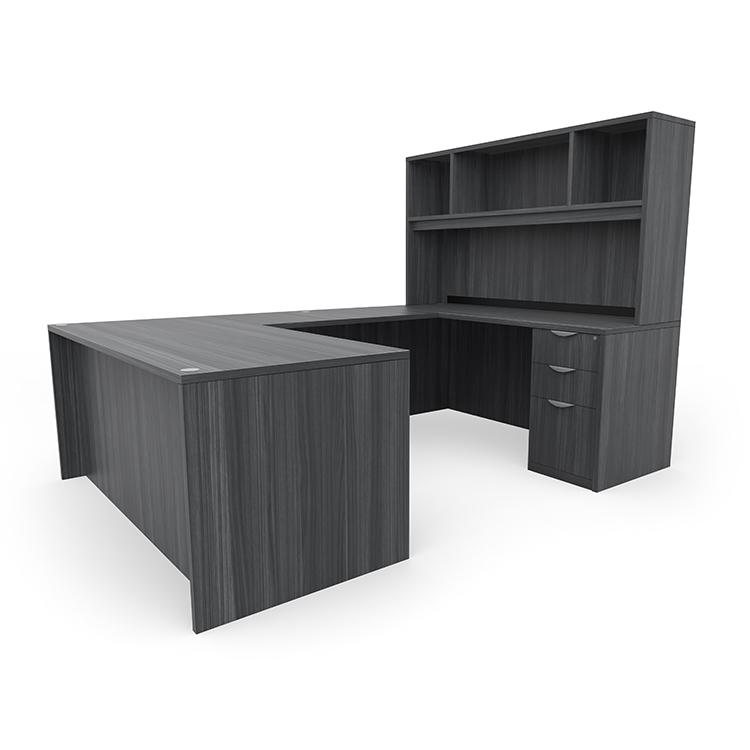 72in x 96in Double Pedestal U-Desk with Open Hutch by PBD Furniture