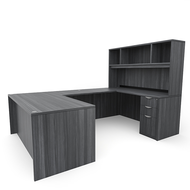60in x 101in Double Pedestal U-Desk with Open Hutch by PBD Furniture