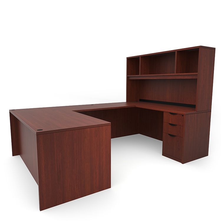 72in x 101in Double Pedestal U-Desk with Open Hutch by PBD Furniture