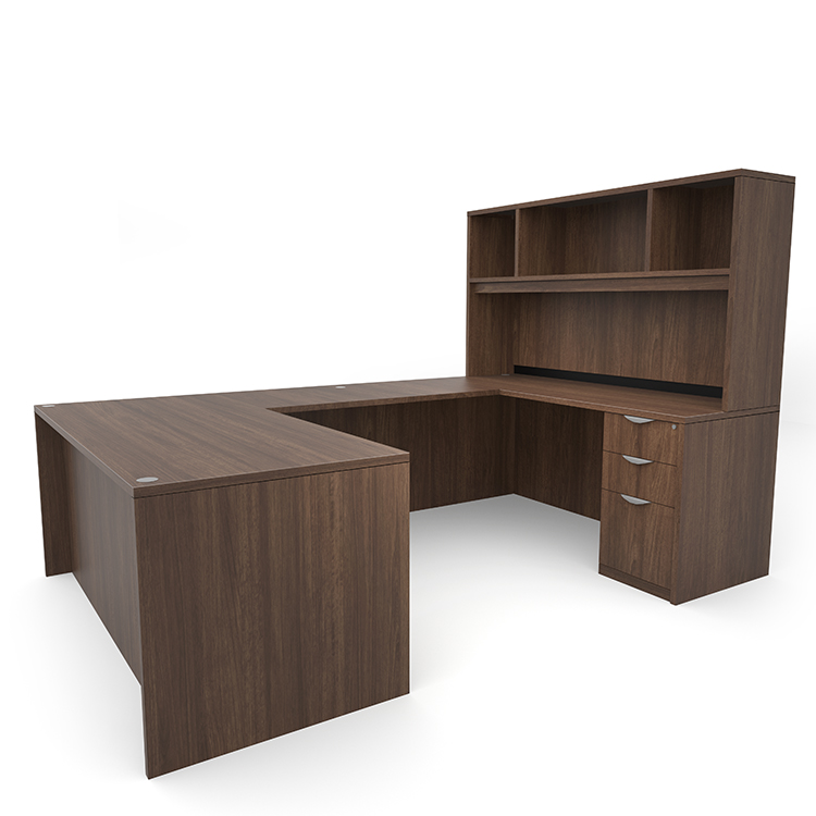 66in x 101in Double Pedestal U-Desk with Open Hutch by PBD Furniture