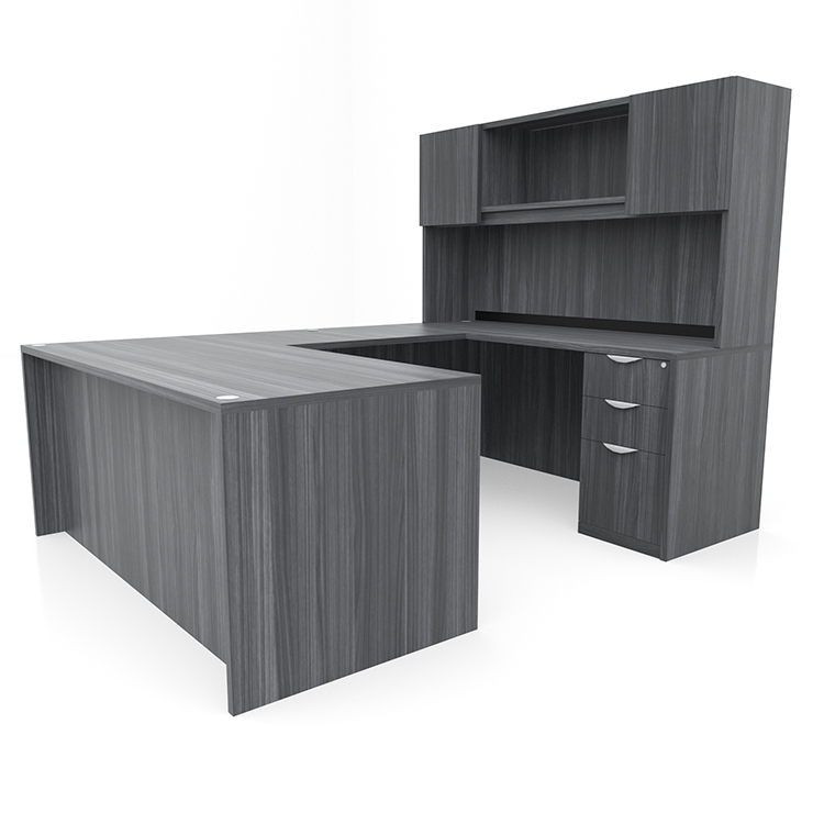 72in x 89in Double Pedestal U-Desk with Door Hutch  by PBD Furniture