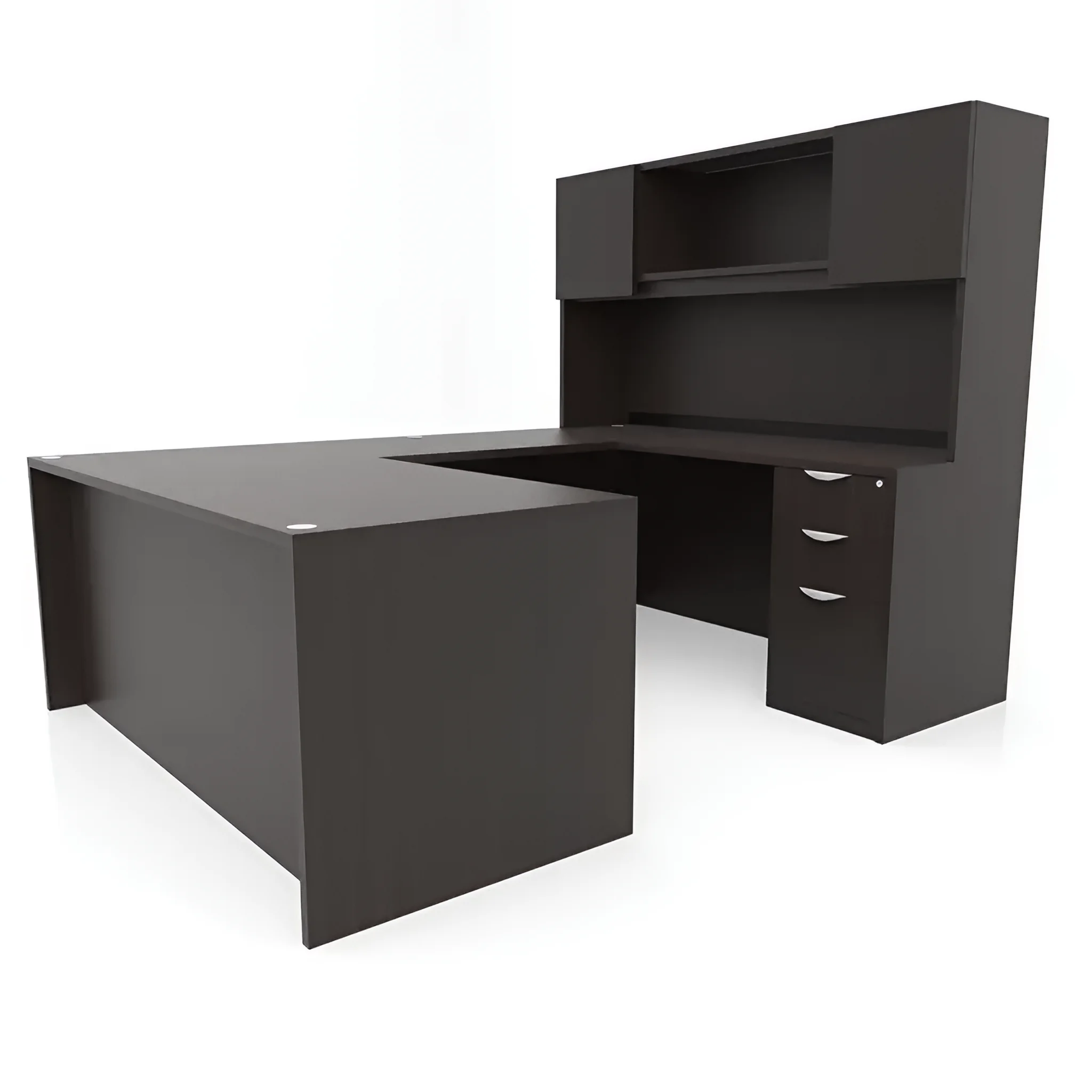 U-Desk 60in W x 89in D with Hutch and 2 and 3 Drawer Pedestals by PBD Furniture