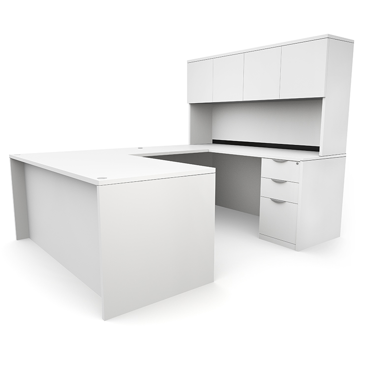 66in x 89in Double Pedestal U-Desk with 4 Door Hutch  by PBD Furniture