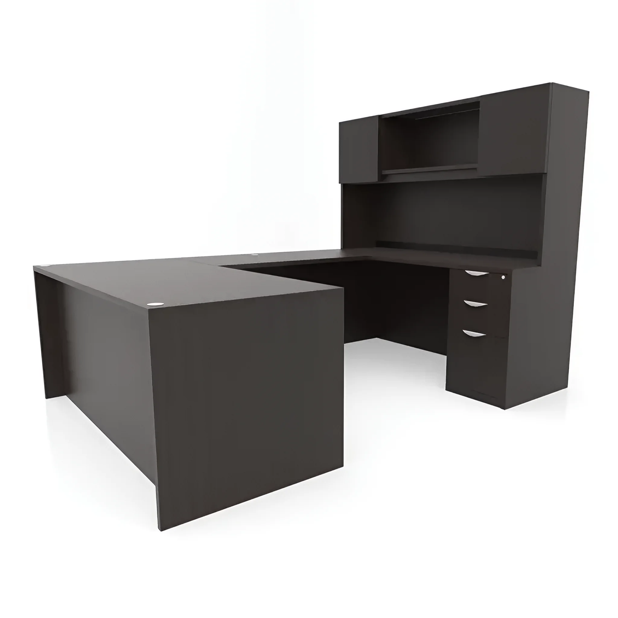 U-Desk 60in W x 96in D with Hutch and 2 and 3 Drawer Pedestals by PBD Furniture