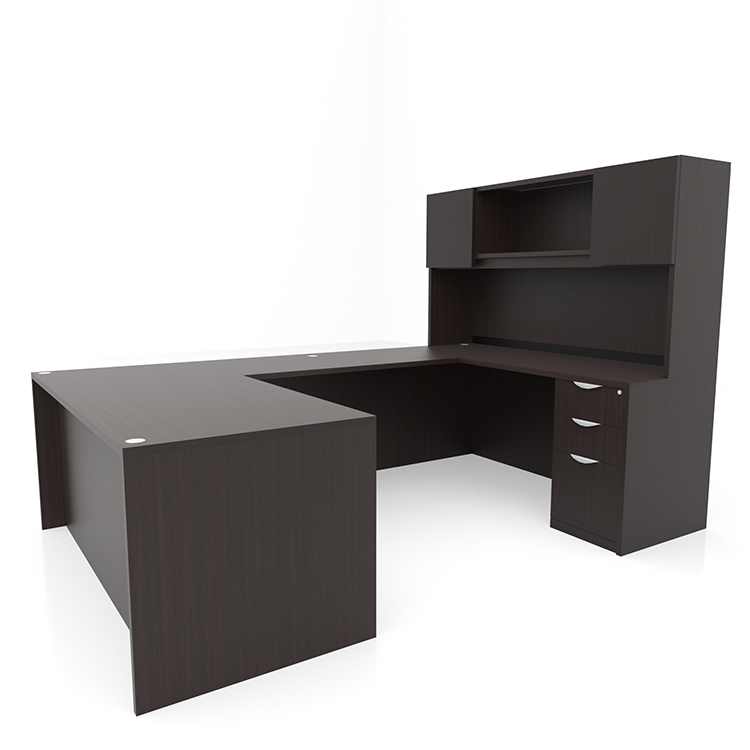 72in x 101in Double Pedestal U-Desk with Door Hutch by PBD Furniture
