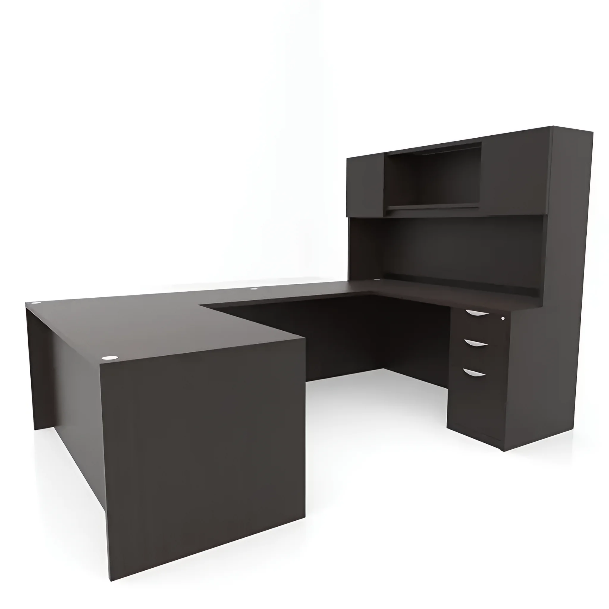 U-Desk 72in W x 101in D with Hutch and 2 and 3 Drawer Pedestals by PBD Furniture