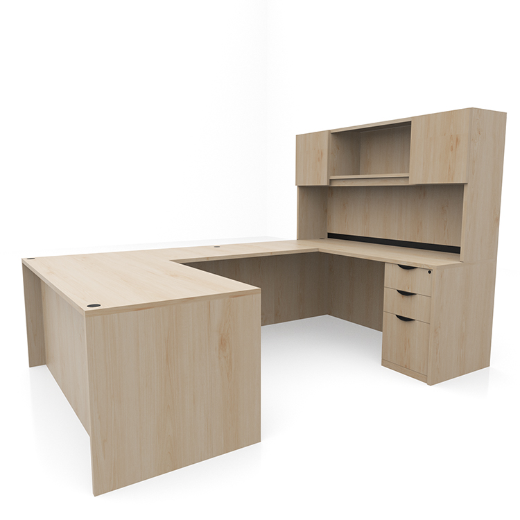 60in x 101in Double Pedestal U-Desk with Door Hutch by PBD Furniture