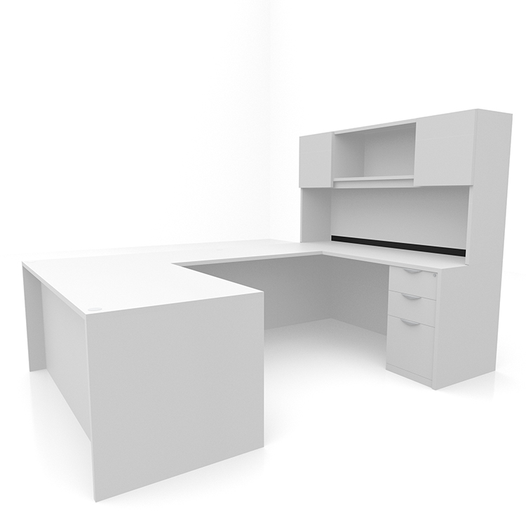 66in x 101in Double Pedestal U-Desk with Door Hutch  by PBD Furniture
