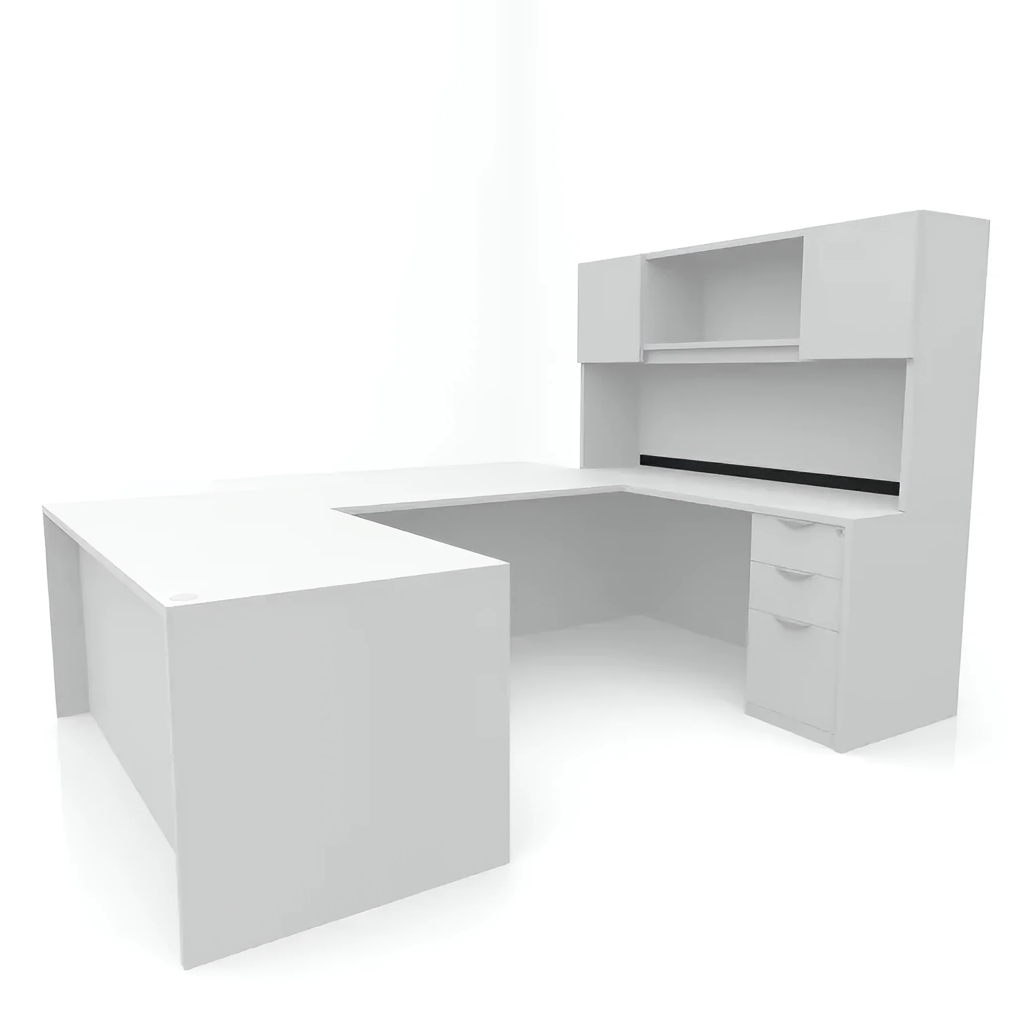 U-Desk 66in W x 101in D with Hutch and 2 and 3 Drawer Pedestals by PBD Furniture