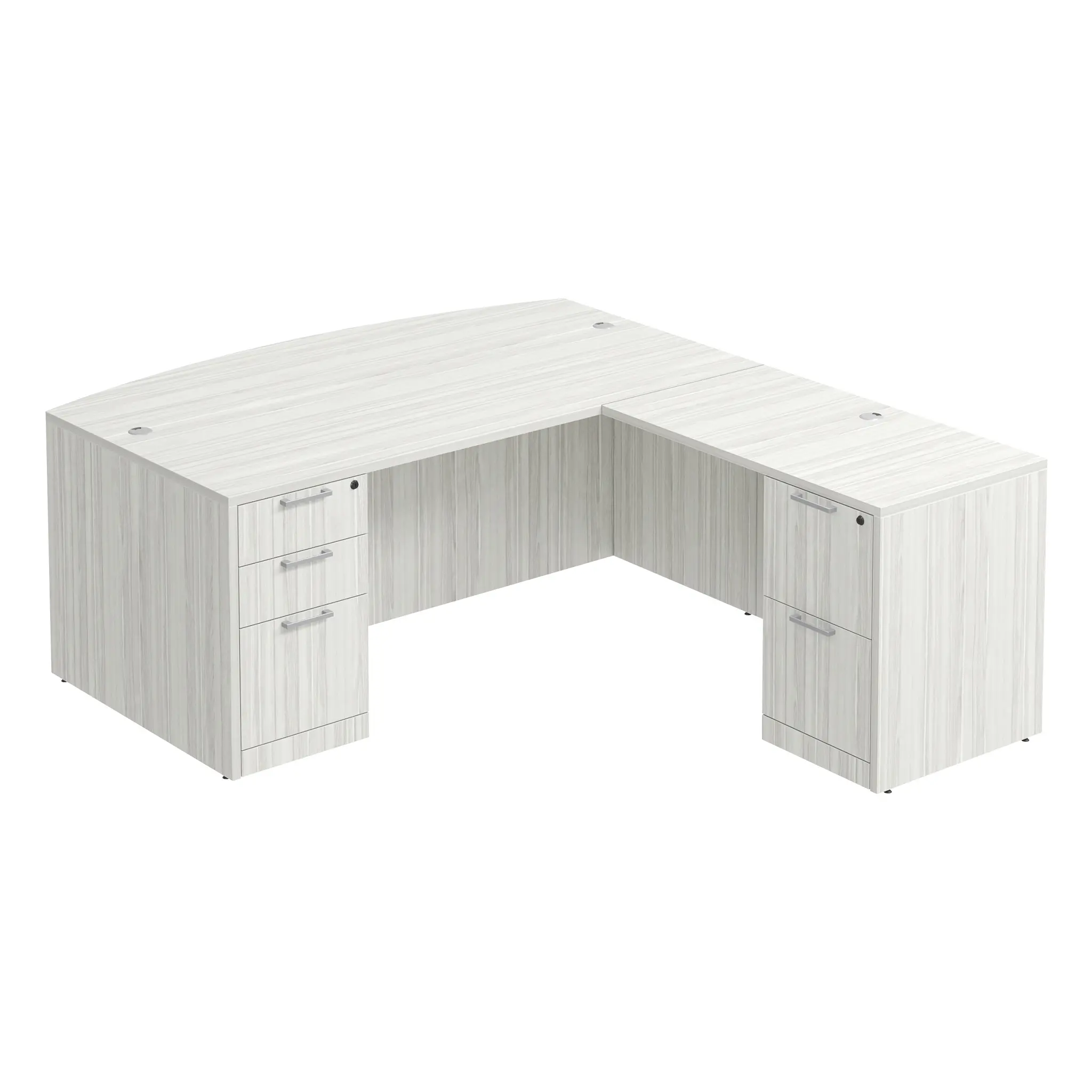 Bow-Front L-Desk 72in W x 88in D with 2 and 3 Drawer Pedestals by PBD Furniture