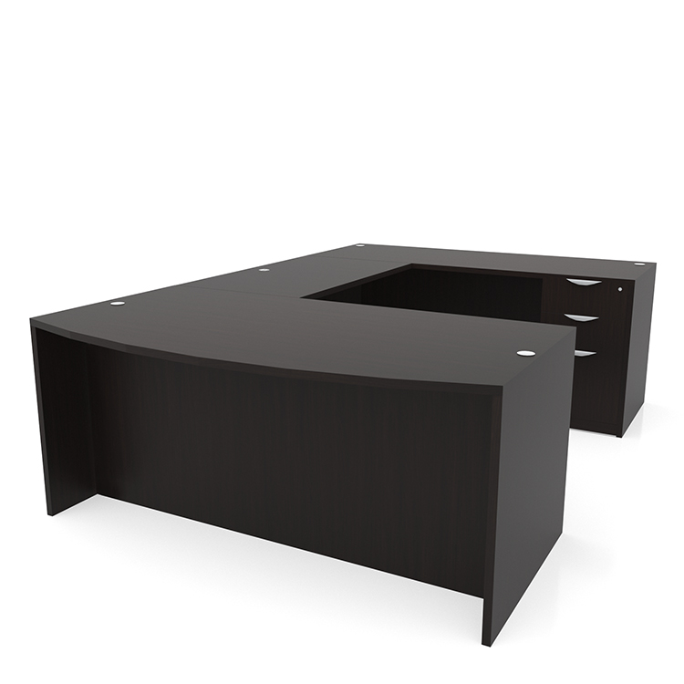 66in x 94in Bow Front Double Pedestal U-Shaped Desk by PBD Furniture