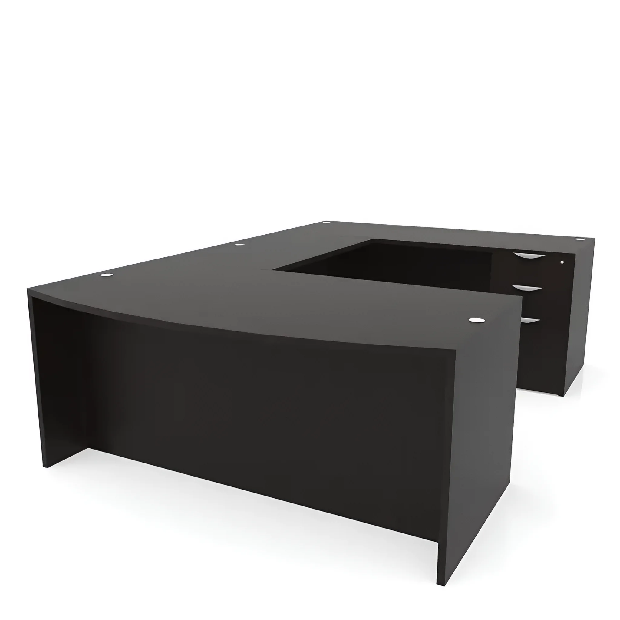 Bow-Front U-Desk 66in W x 95in D with 2 and 3 Drawer Pedestals by PBD Furniture