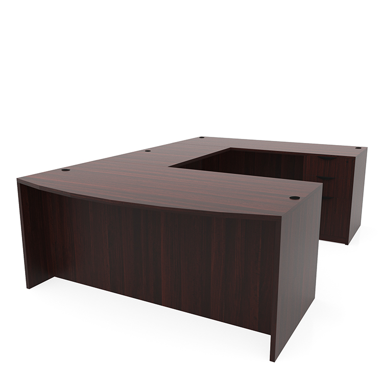 72in x 100in Bow Front Double Pedestal U-Shaped Desk by PBD Furniture