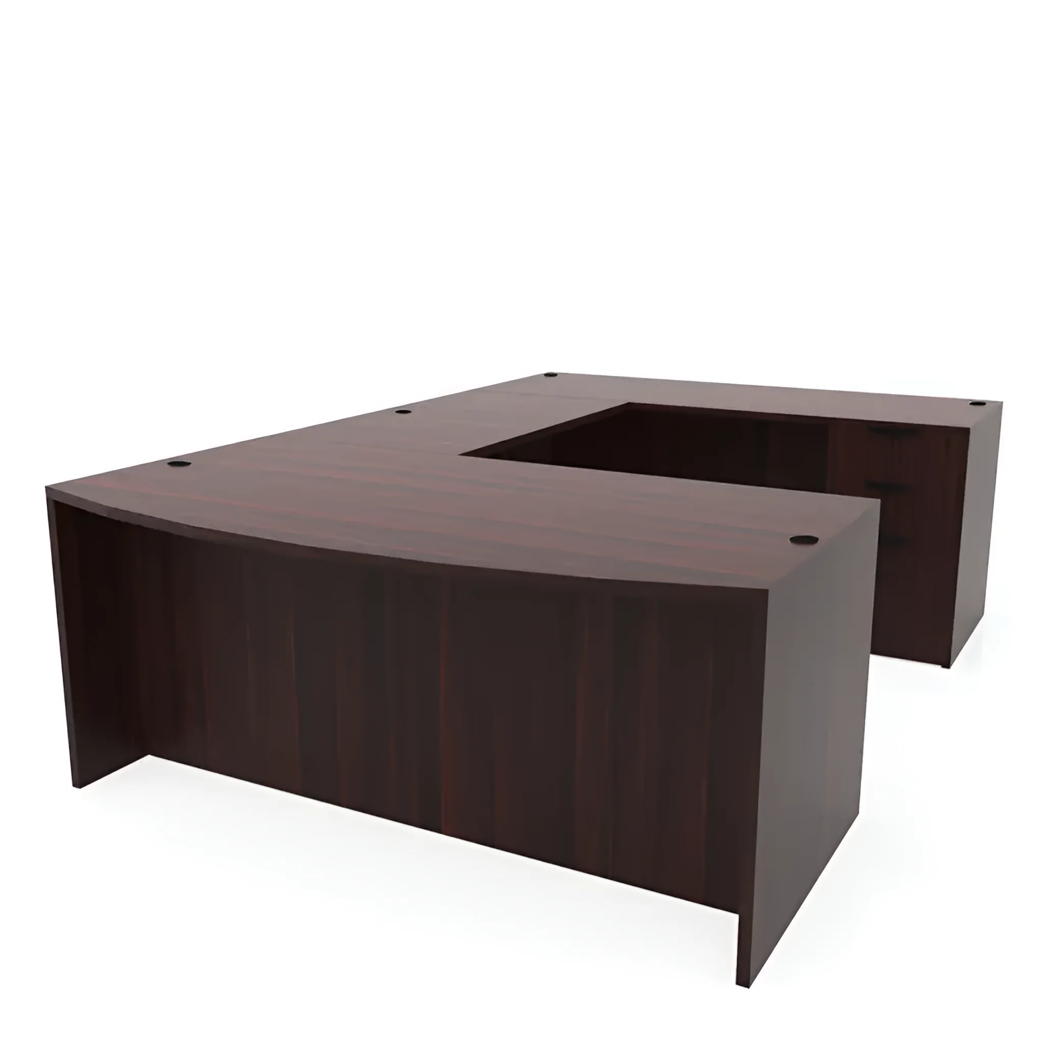 Bow-Front U-Desk 72in W x 100in D with 2 and 3 Drawer Pedestals by PBD Furniture
