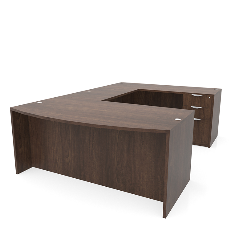 72in x 107in Bow Front Double Pedestal U-Shaped Desk by PBD Furniture