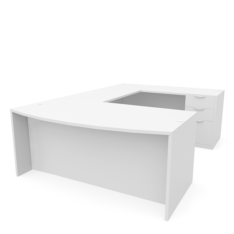 72in x 112in Bow Front Double Pedestal U-Shaped Desk by PBD Furniture