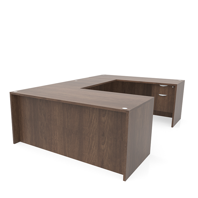 66in x 101in Single Hanging Pedestal U-Desk by PBD Furniture