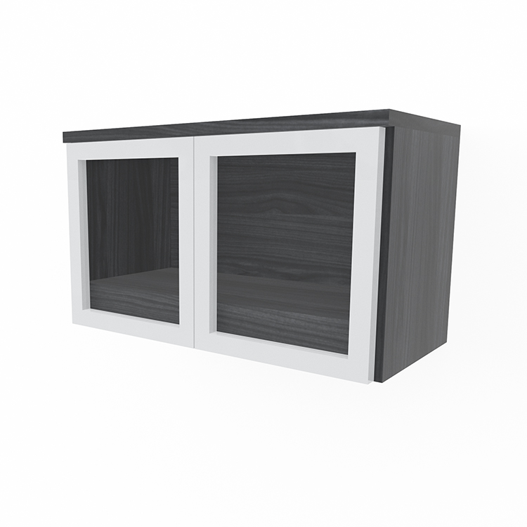 31in Wall Mount Hutch with Silver Framed Doors by PBD Furniture