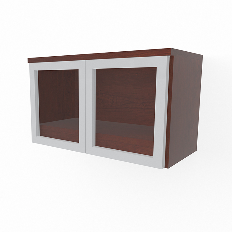 31in Wall Mount Hutch with Silver Framed Doors by PBD Furniture