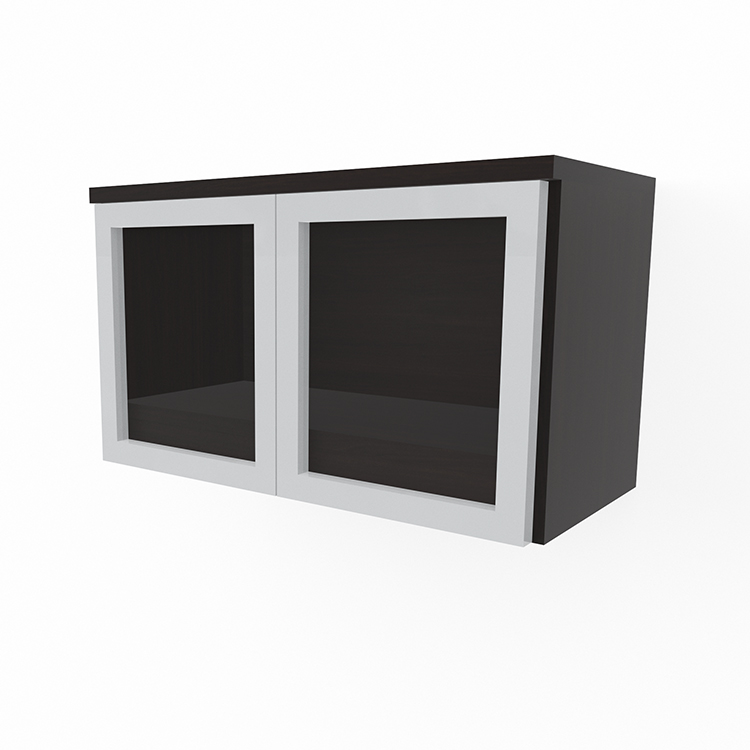 31in Wall Mount Hutch with Silver Framed Doors by PBD Furniture