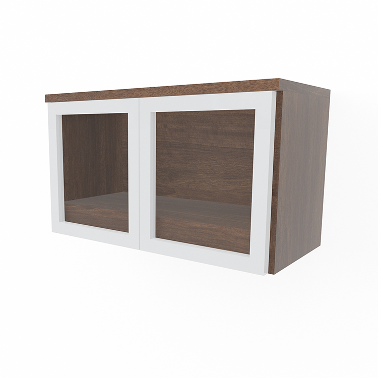 36in Wall Mount Hutch with Silver Framed Glass Doors by PBD Furniture