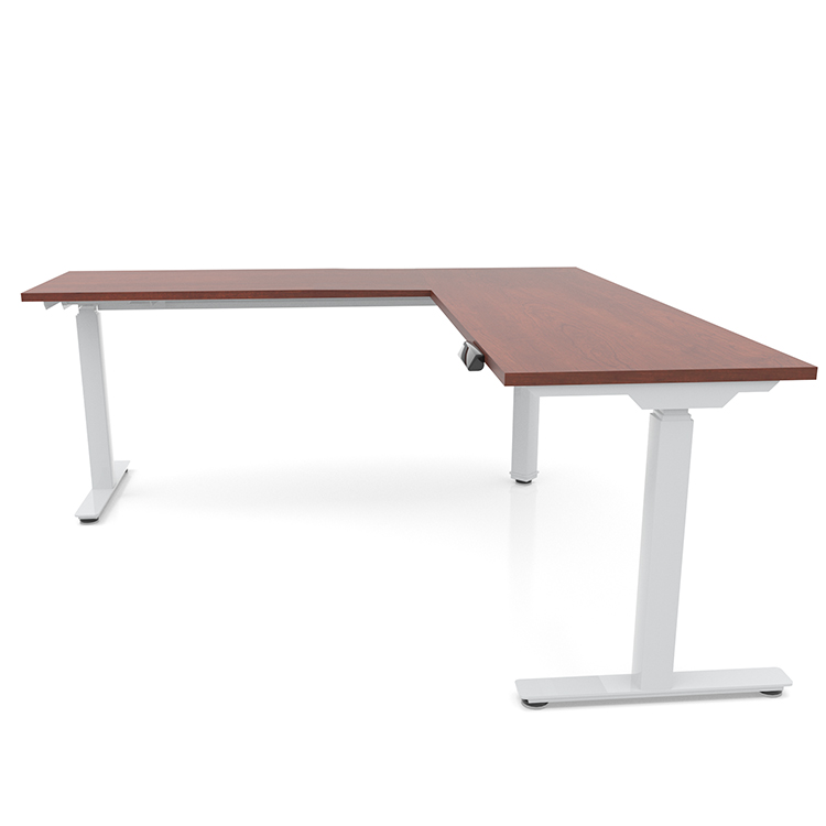 6ft x 6ft 90 Degree Corner Electronic Adjustable Height Sit-to-Stand L-Desk (72x30 Desk,42in Return) by Office Source