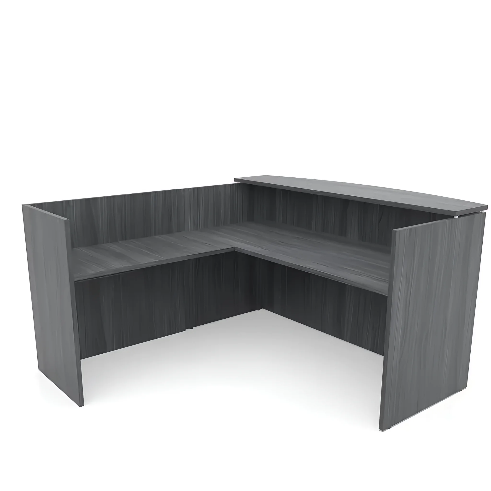 72in x 72in L-Shaped Reception Desk Only with Laminate Transaction Counter by PBD Furniture in Coastal Gray