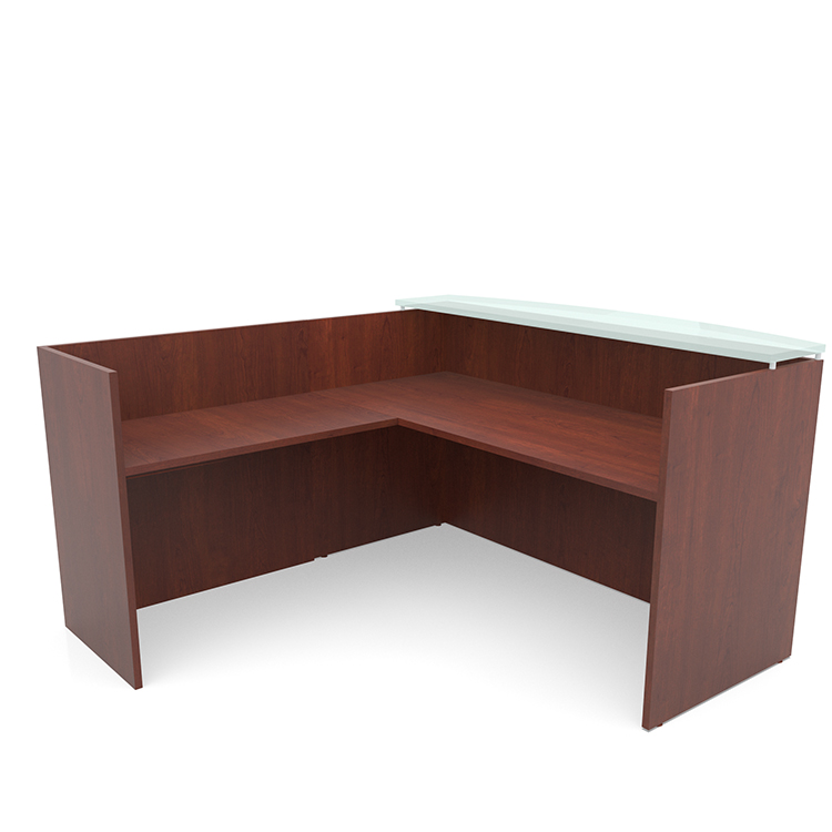 72in x 72in L-Shaped Reception Desk Only with Glass Transaction Counter by PBD Furniture