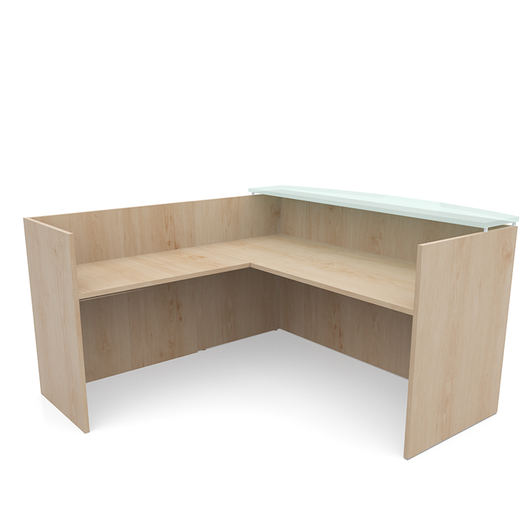 72in x 72in L-Shaped Reception Desk Only with Glass Transaction Counter by PBD Furniture