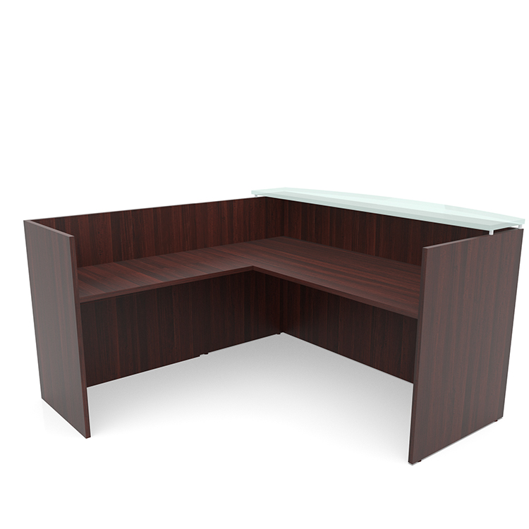 72in x 72in L-Shaped Reception Desk Only with Glass Transaction Counter by PBD Furniture