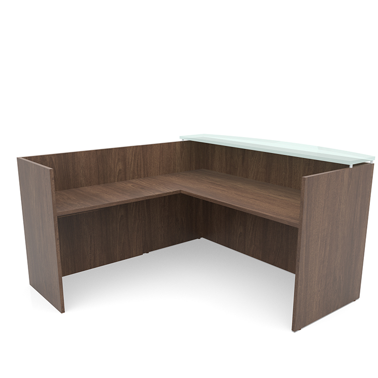 72in x 72in L-Shaped Reception Desk Only with Glass Transaction Counter by PBD Furniture