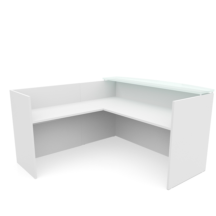 72in x 72in L-Shaped Reception Desk Only with Glass Transaction Counter by PBD Furniture