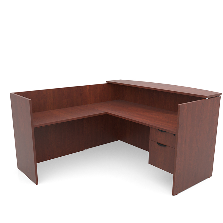 72in x 72in L-Shaped Reception Desk Single Hanging Pedestal with Laminate Transaction Counter by PBD Furniture