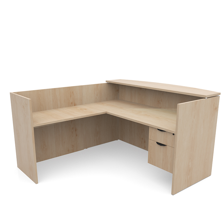 72in x 72in L-Shaped Reception Desk Single Hanging Pedestal with Laminate Transaction Counter by PBD Furniture