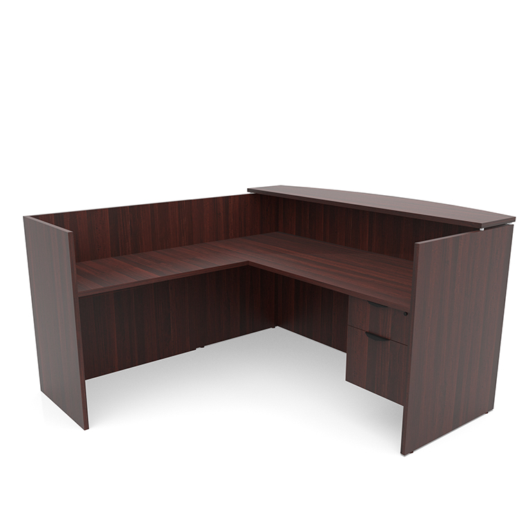 72in x 72in L-Shaped Reception Desk Single Hanging Pedestal with Laminate Transaction Counter by PBD Furniture