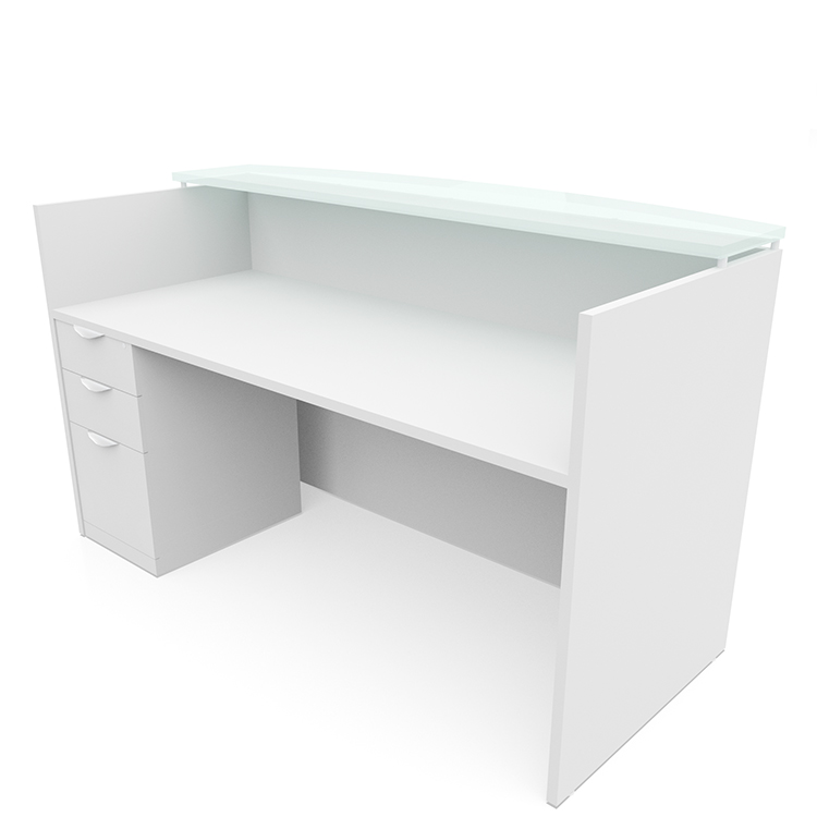 72in x 30in Single Pedestal Reception Desk with Glass Transaction Counter by PBD Furniture