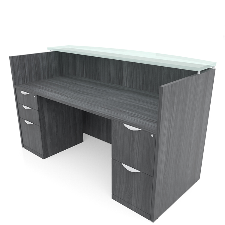 72in x 30in Double Pedestal Reception Desk with Glass Transaction Counter by PBD Furniture