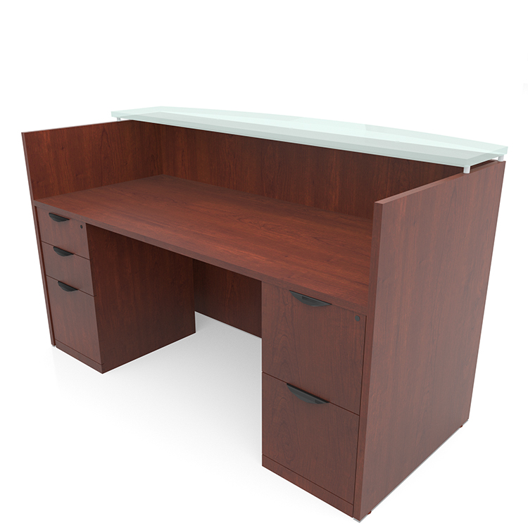72in x 30in Double Pedestal Reception Desk with Glass Transaction Counter by PBD Furniture