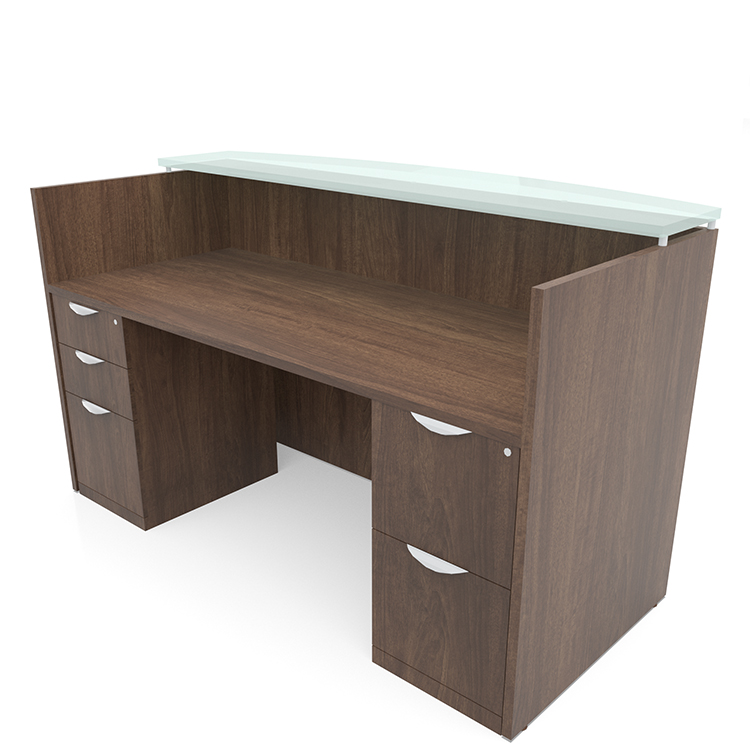 72in x 30in Double Pedestal Reception Desk with Glass Transaction Counter by PBD Furniture