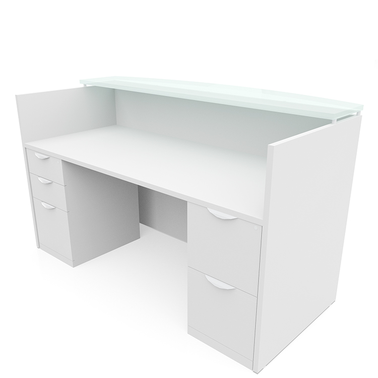 72in x 30in Double Pedestal Reception Desk with Glass Transaction Counter by PBD Furniture