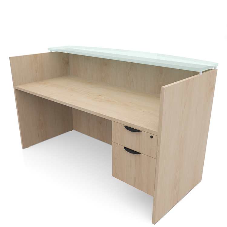 72in x 30in Single Hanging Pedestal Reception Desk with Glass Transaction Counter by PBD Furniture