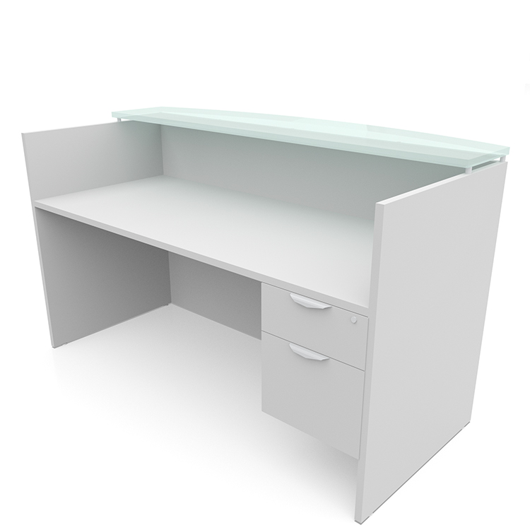 72in x 30in Single Hanging Pedestal Reception Desk with Glass Transaction Counter by PBD Furniture