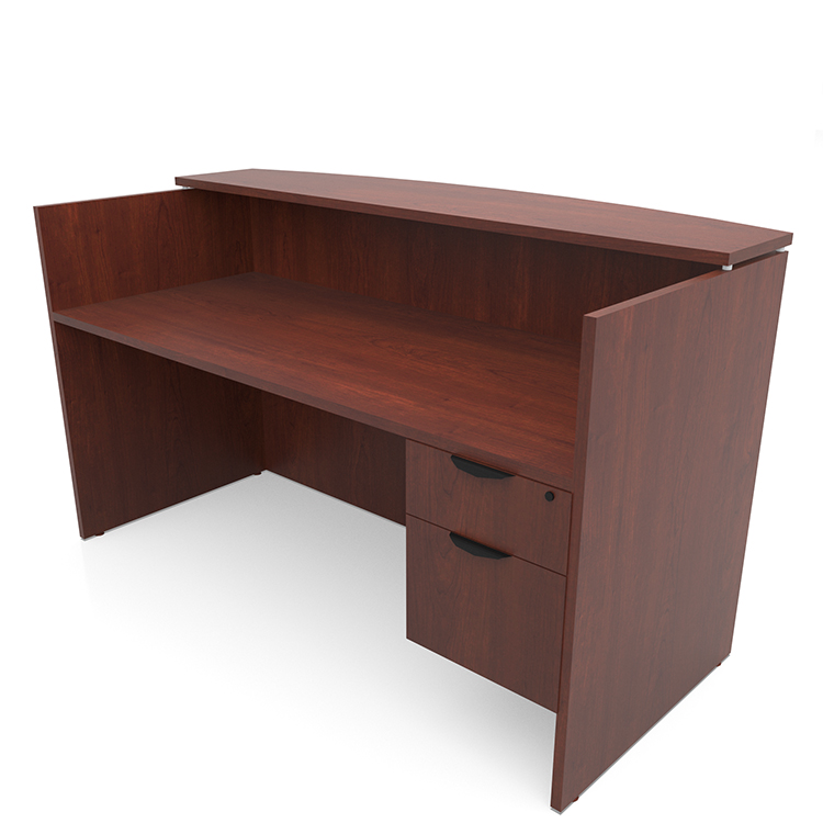 72in x 30in Single Hanging Pedestal Reception Desk with Laminate Transaction Counter by PBD Furniture