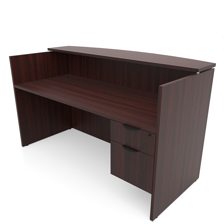 72in x 30in Single Hanging Pedestal Reception Desk with Laminate Transaction Counter by PBD Furniture
