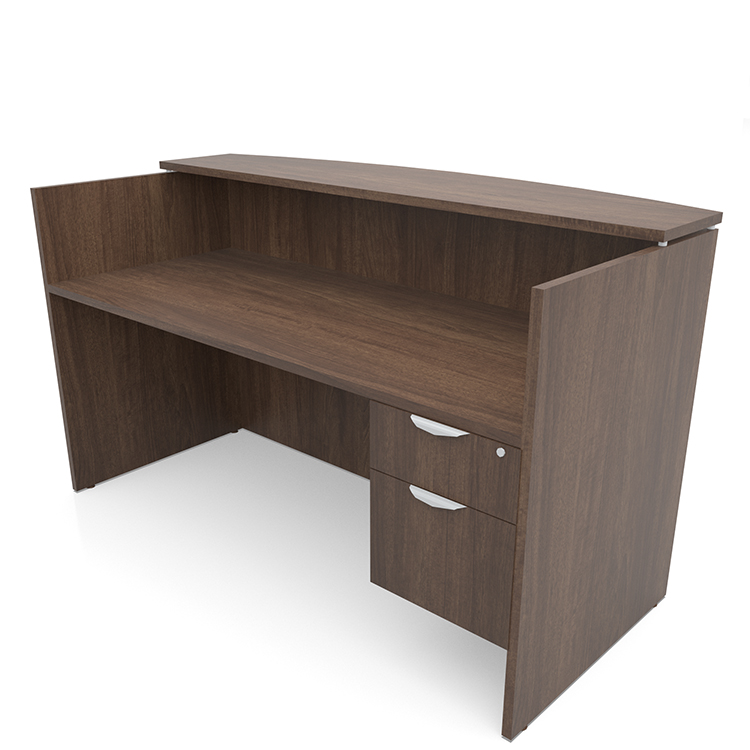 72in x 30in Single Hanging Pedestal Reception Desk with Laminate Transaction Counter by PBD Furniture