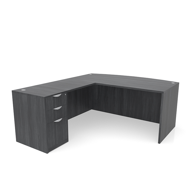 72in x 83in Bow Front L-Desk Single Pedestal - Box/Box/File by Office Source